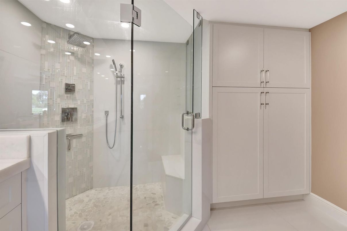 Bathroom, Glass Shower, Interior, Recessed Lighting