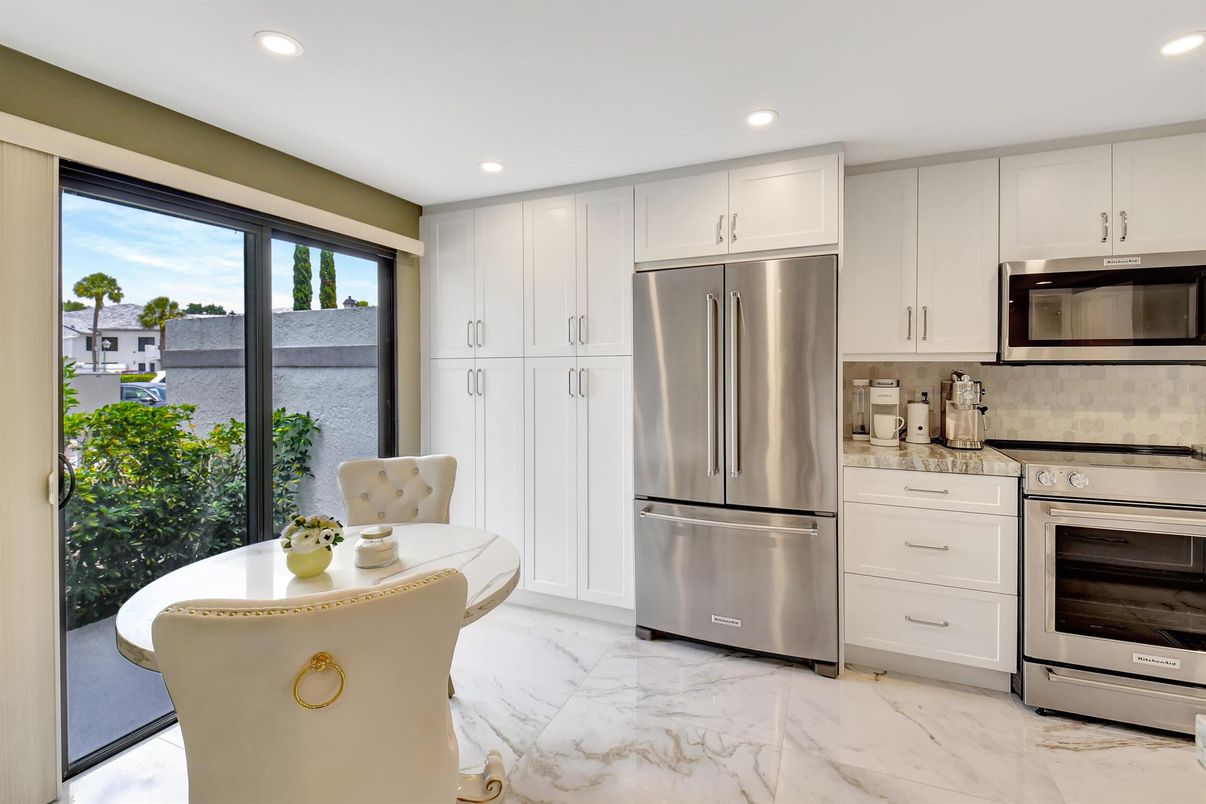Interior, Kitchen, Marble, Recessed Lighting, Stainless Steel Appliances