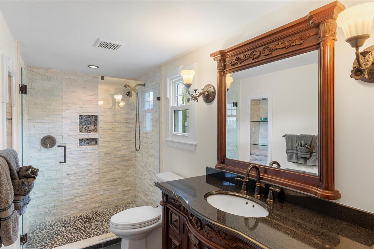 Bathroom, Glass Shower, Interior, Recessed Lighting