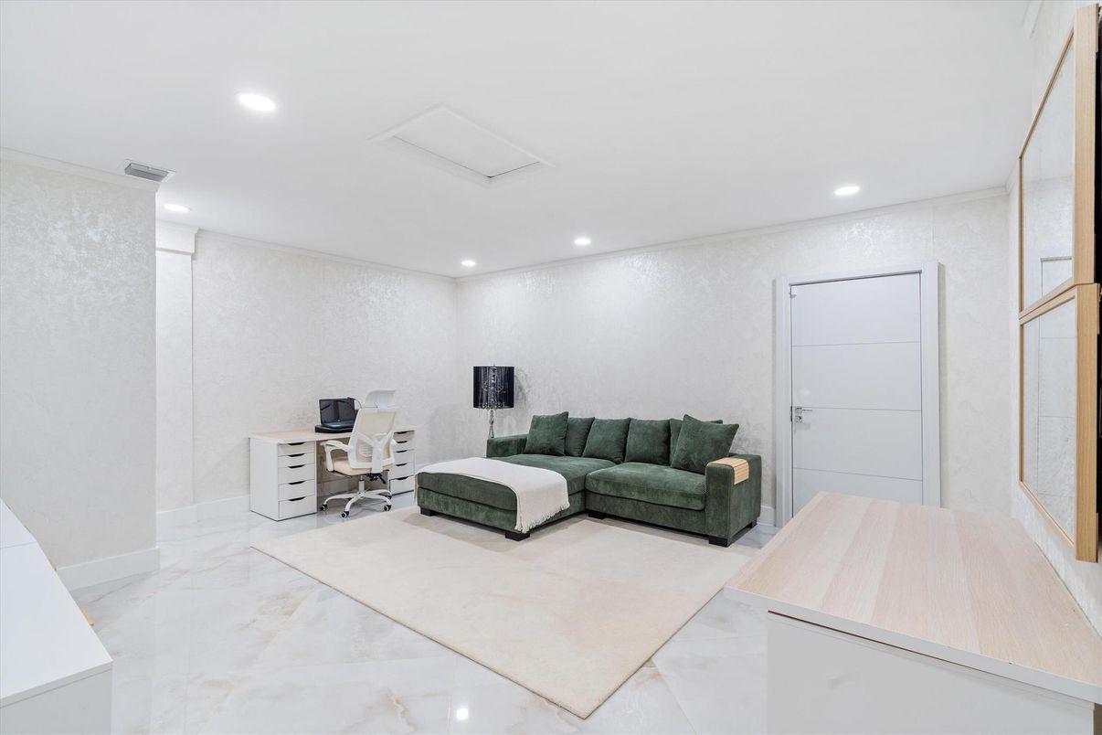 Home Office, Interior, Marble, Recessed Lighting