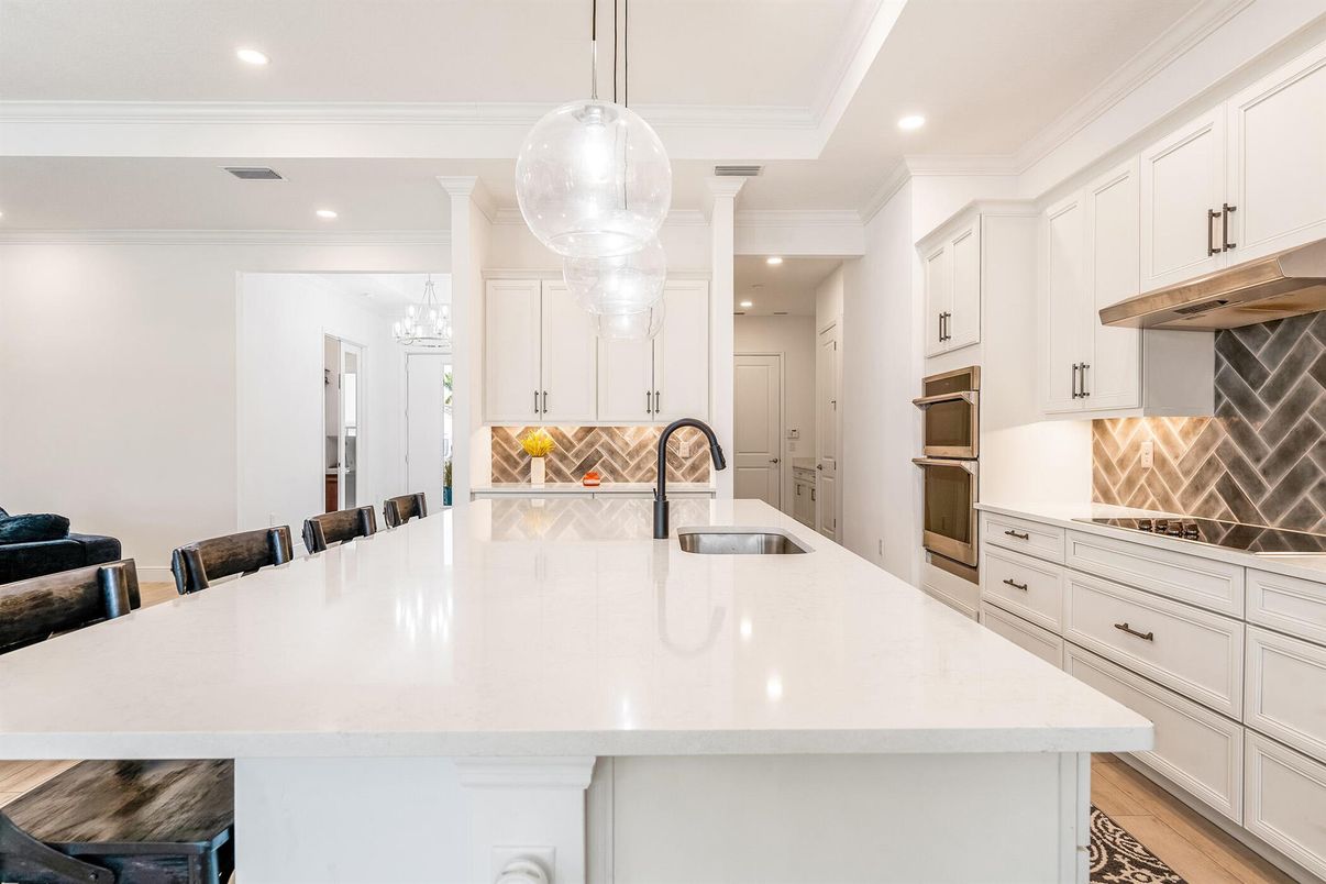 Interior, Kitchen, Pendant Lights, Recessed Lighting, Wood Texture Flooring