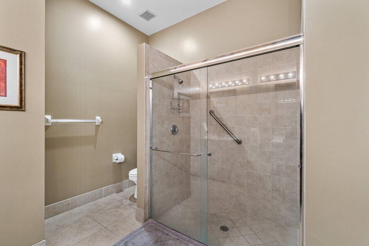 Bathroom, Glass Shower, Interior, Recessed Lighting