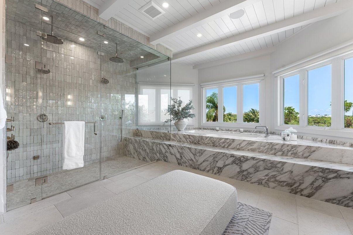Bathroom, Glass Shower, Interior, Recessed Lighting
