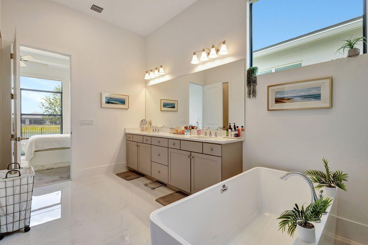 Bathroom, Dual Sink Vanities, Free Standing Baths, Interior, Marble
