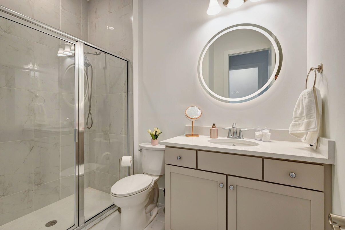 Bathroom, Glass Shower, Interior, Marble Walls