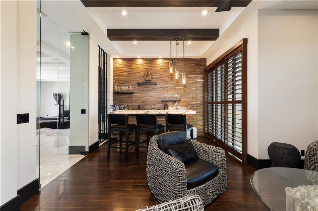 Interior, Pendant Lights, Recessed Lighting, Wooden Beams, Wood Texture Flooring, Wooden Walls