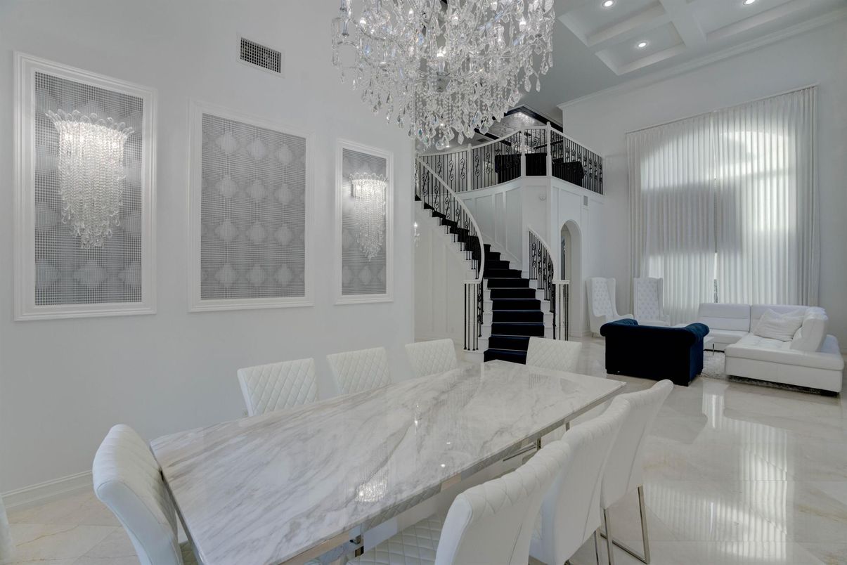 Chandelier, Dining room, Interior, Recessed Lighting