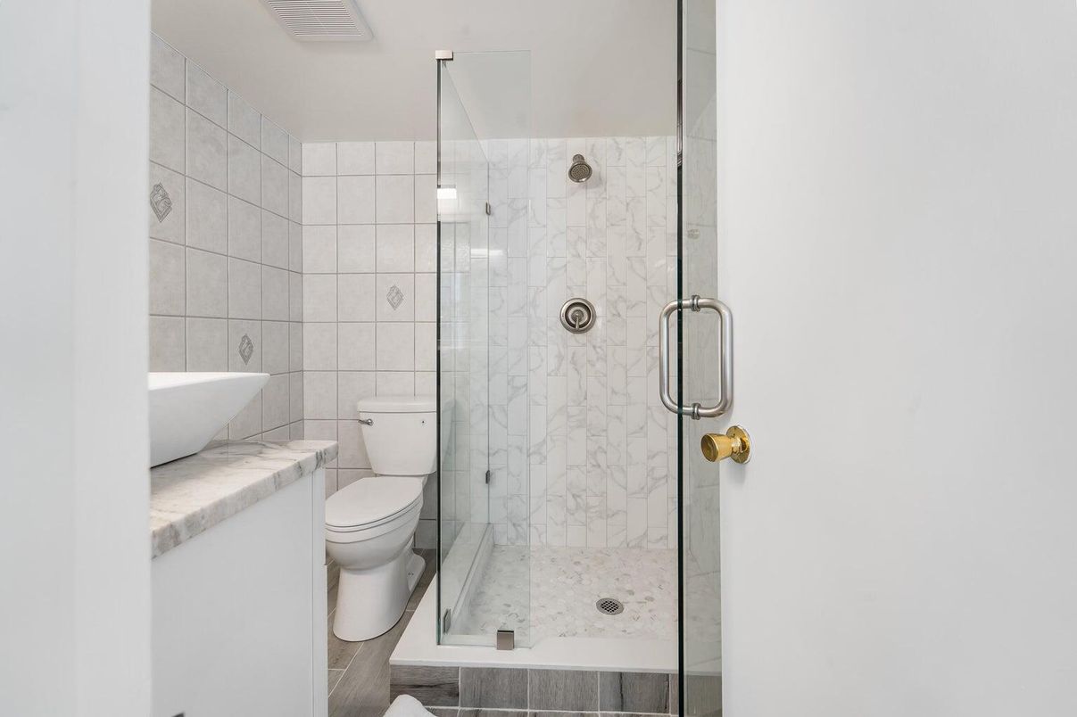 Bathroom, Glass Shower, Interior, Marble Walls