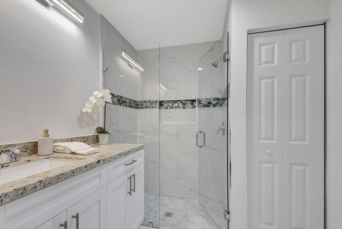 Bathroom, Glass Shower, Interior, Marble, Marble Walls