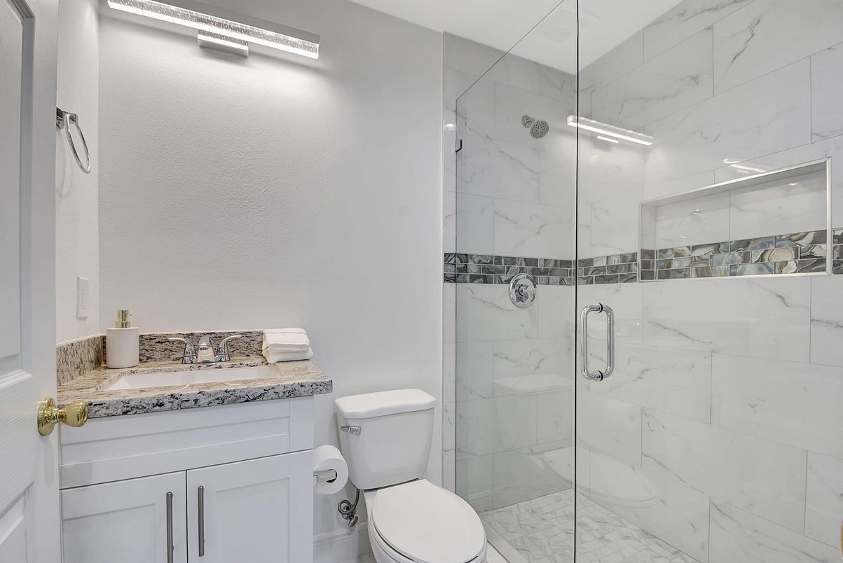 Bathroom, Glass Shower, Interior, Marble Walls