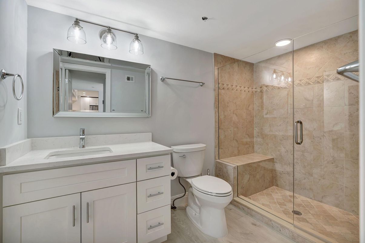 Bathroom, Glass Shower, Interior, Recessed Lighting
