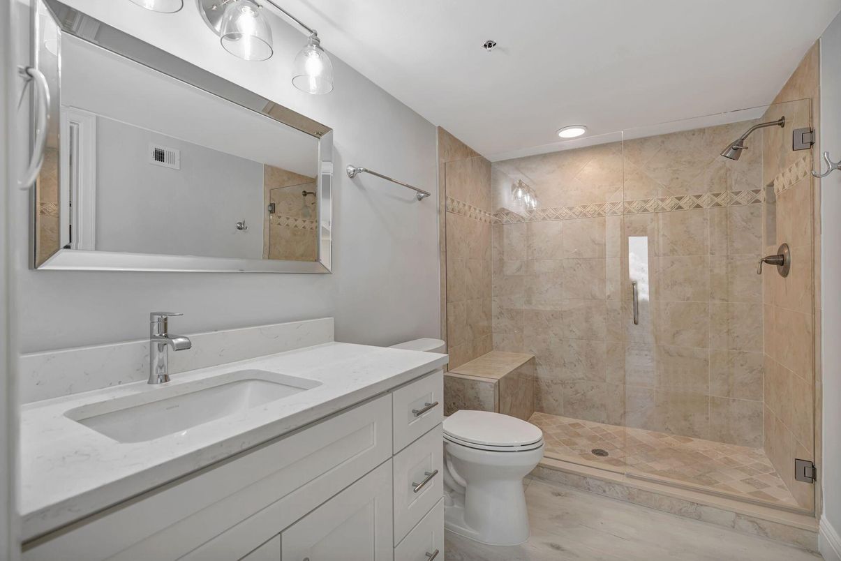 Bathroom, Glass Shower, Interior, Recessed Lighting