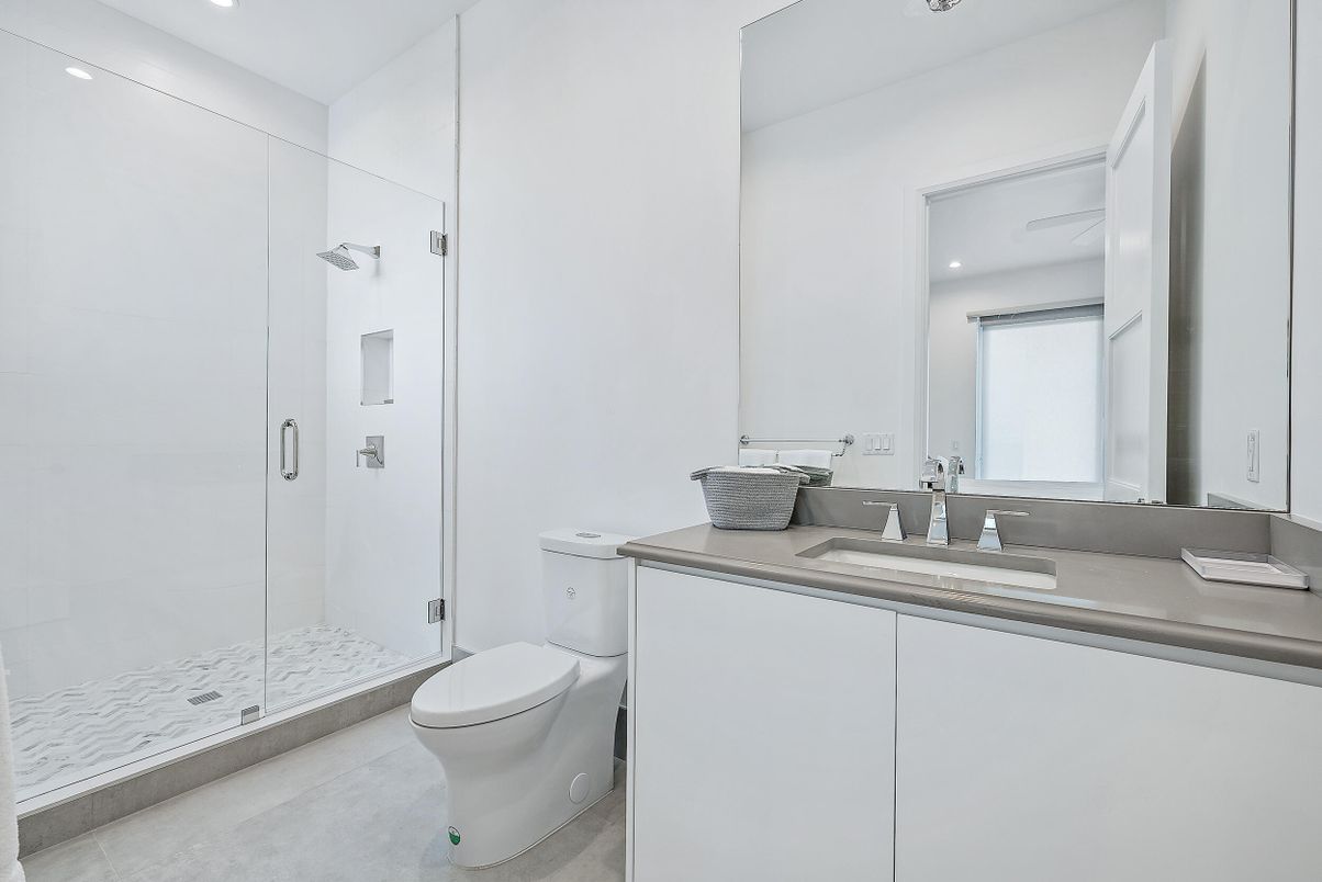 Bathroom, Glass Shower, Interior, Recessed Lighting