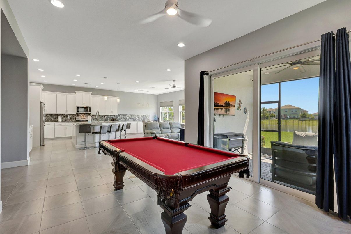 Billiard Table, Game Room, Interior, Kitchen, Pendant Lights, Recessed Lighting
