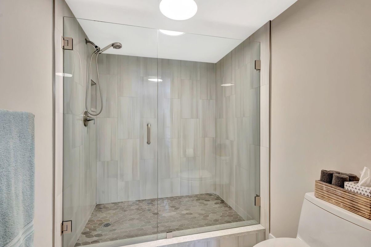 Bathroom, Glass Shower, Interior, Recessed Lighting