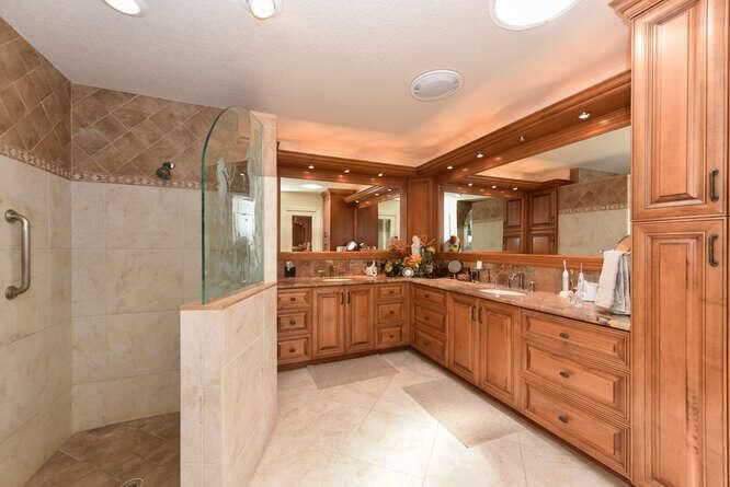 Bathroom, Dual Sink Vanities, Glass Shower, Interior, Recessed Lighting