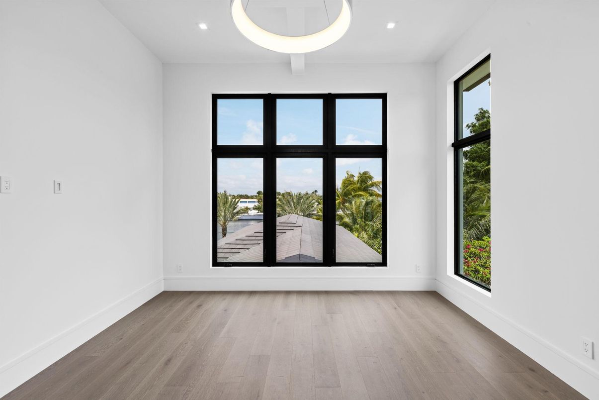 Empty room, Interior, Pendant Lights, Recessed Lighting, Wood Texture Flooring