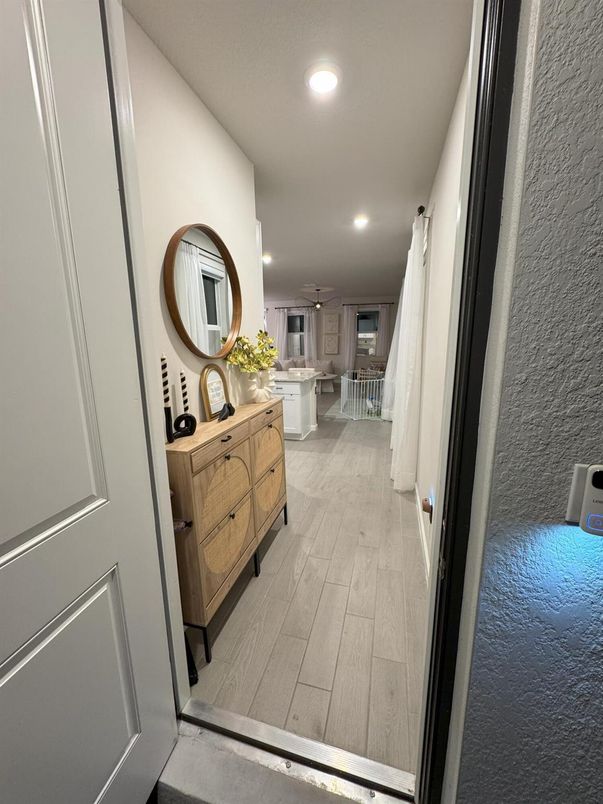 Interior, Kitchen, Recessed Lighting, Wood Texture Flooring