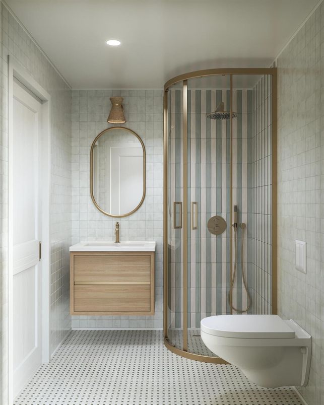 Bathroom, Glass Shower, Interior, Recessed Lighting