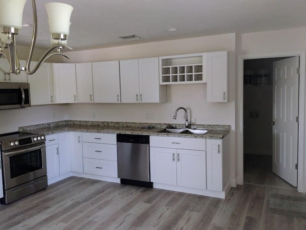 Interior, Kitchen, Stainless Steel Appliances, Wood Texture Flooring