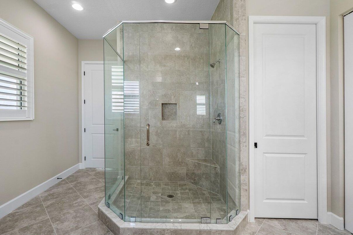 Bathroom, Glass Shower, Interior, Recessed Lighting