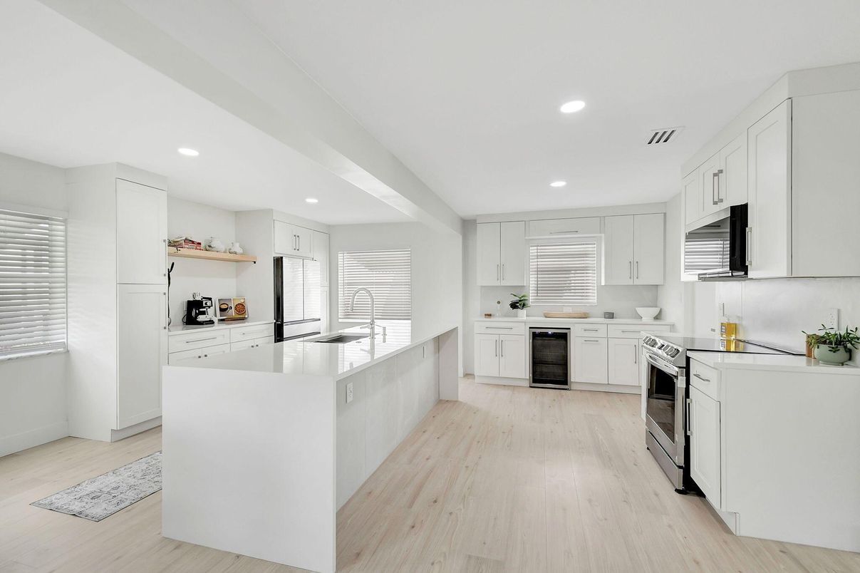 Interior, Kitchen, Recessed Lighting, Wood Texture Flooring