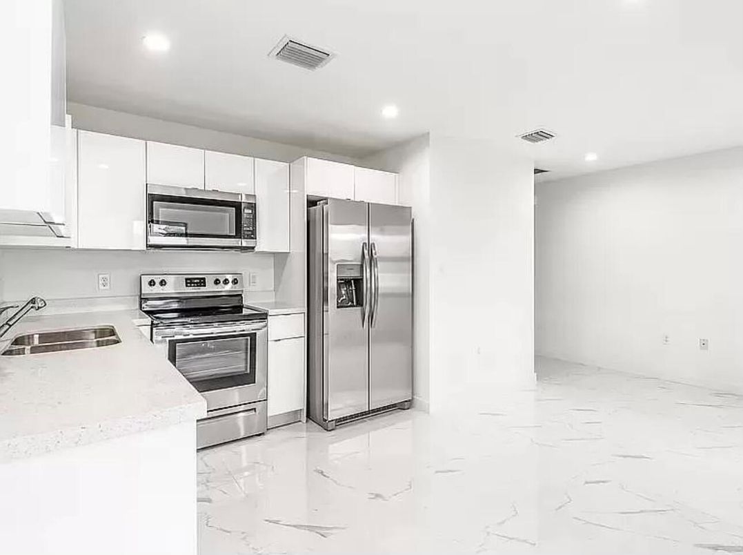 Interior, Kitchen, Marble, Recessed Lighting, Stainless Steel Appliances