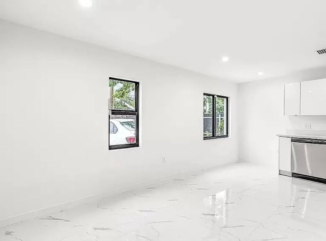Empty room, Interior, Kitchen, Marble, Recessed Lighting