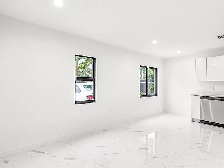 Empty room, Interior, Kitchen, Marble, Recessed Lighting