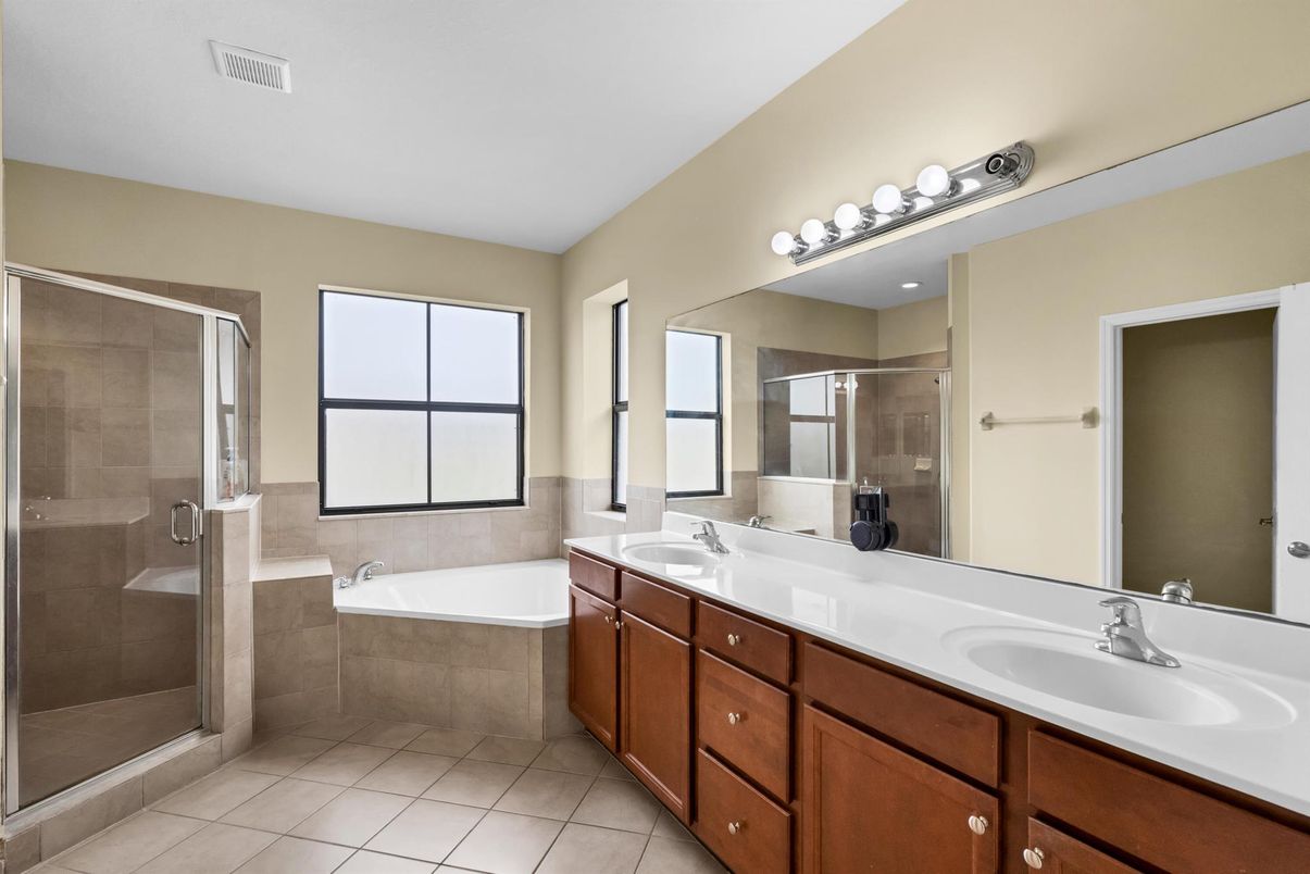 Bathroom, Dual Sink Vanities, Glass Shower, Interior