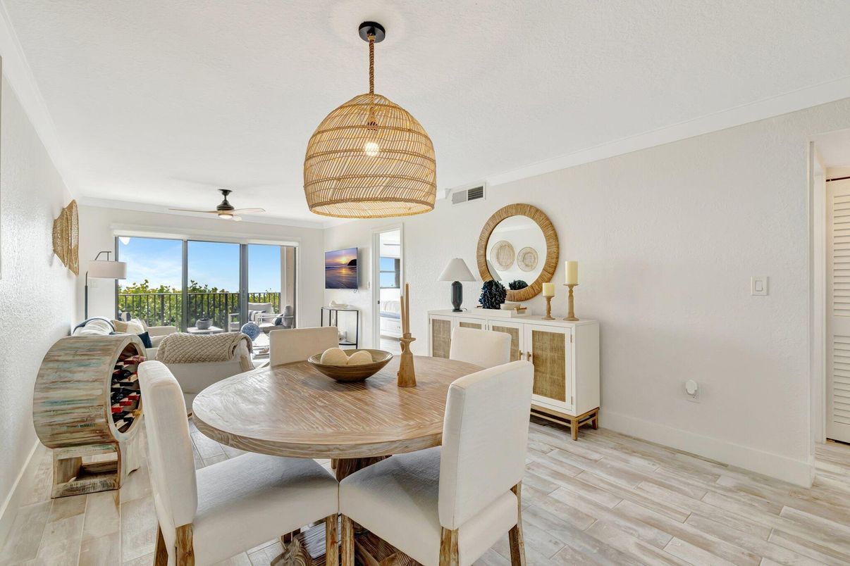 Dining room, Interior, Living room, Pendant Lights, Wood Texture Flooring