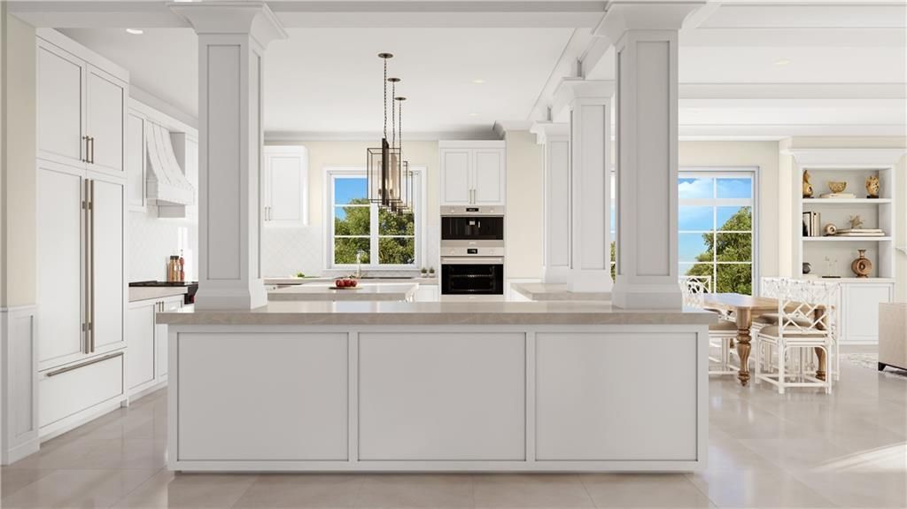 Dining room, Interior, Kitchen, Pendant Lights, Recessed Lighting, Stainless Steel Appliances, Water