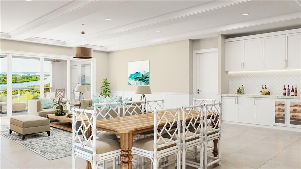Dining room, Interior, Living room, Pendant Lights, Recessed Lighting, Water
