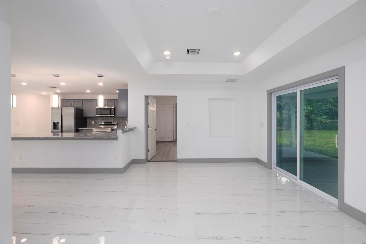 Interior, Kitchen, Marble, Pendant Lights, Recessed Lighting, Stainless Steel Appliances