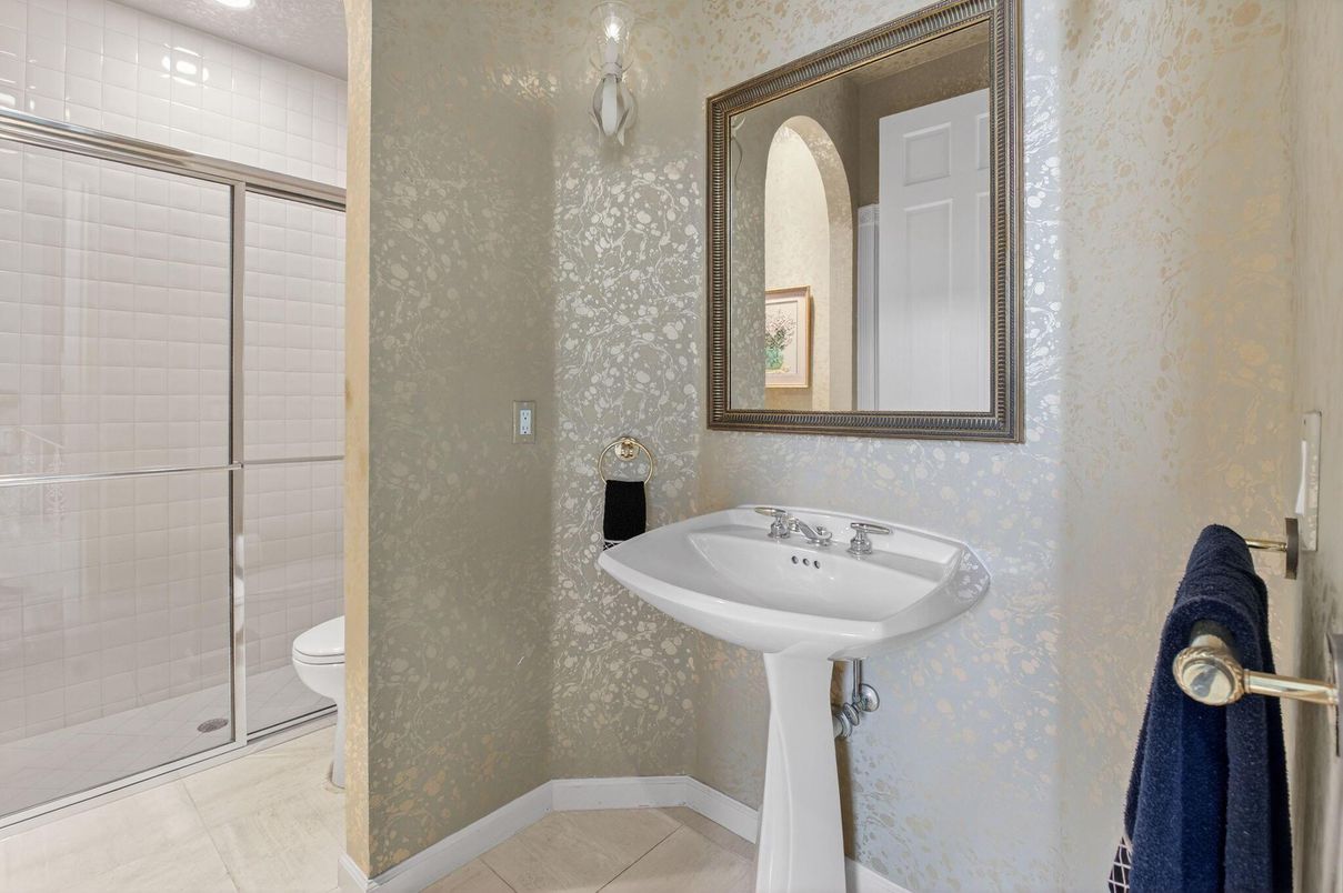 Bathroom, Glass Shower, Interior, Recessed Lighting
