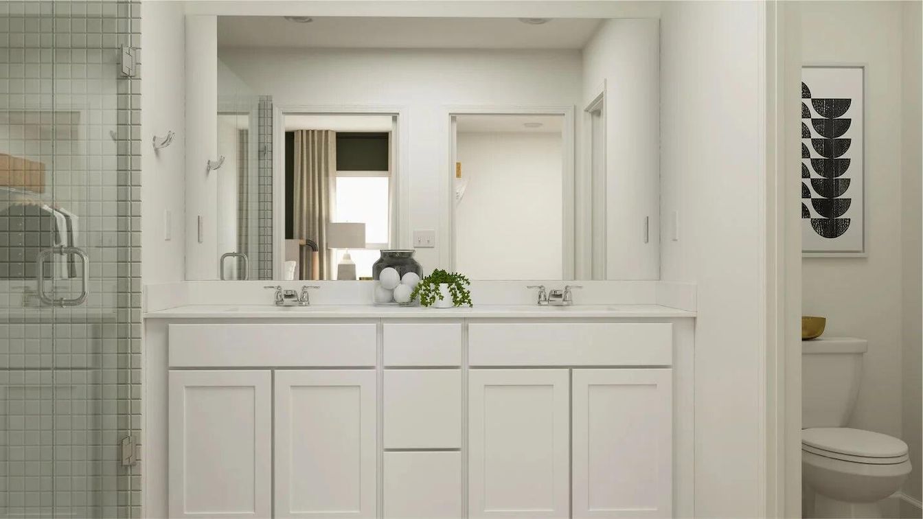 Bathroom, Dual Sink Vanities, Glass Shower, Interior