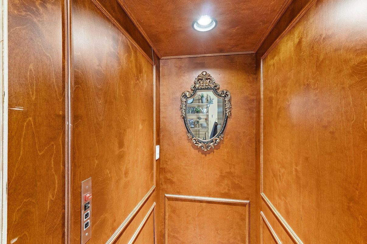 Elevator, Interior, Recessed Lighting, Wooden Walls