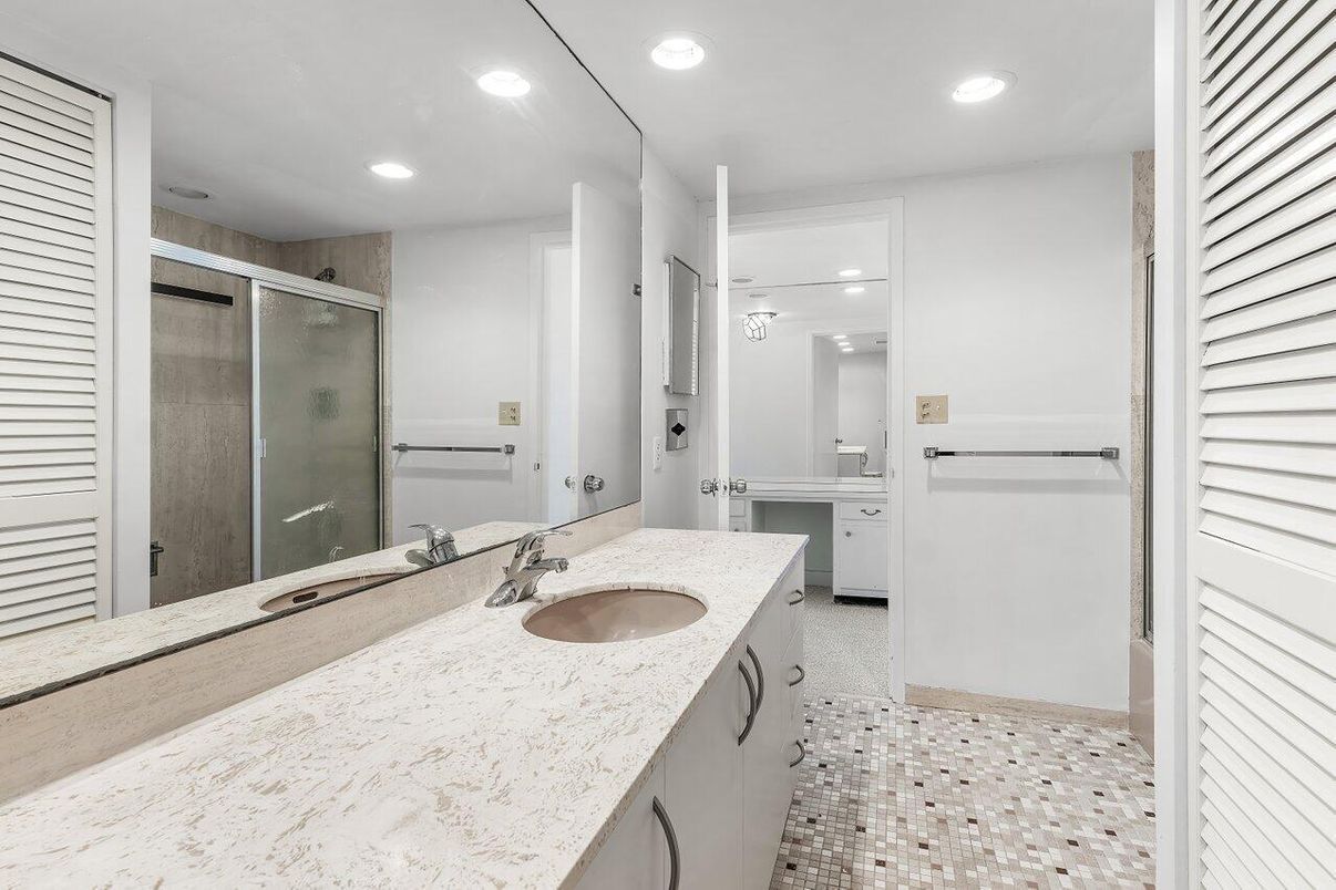 Bathroom, Dual Sink Vanities, Glass Shower, Interior, Recessed Lighting