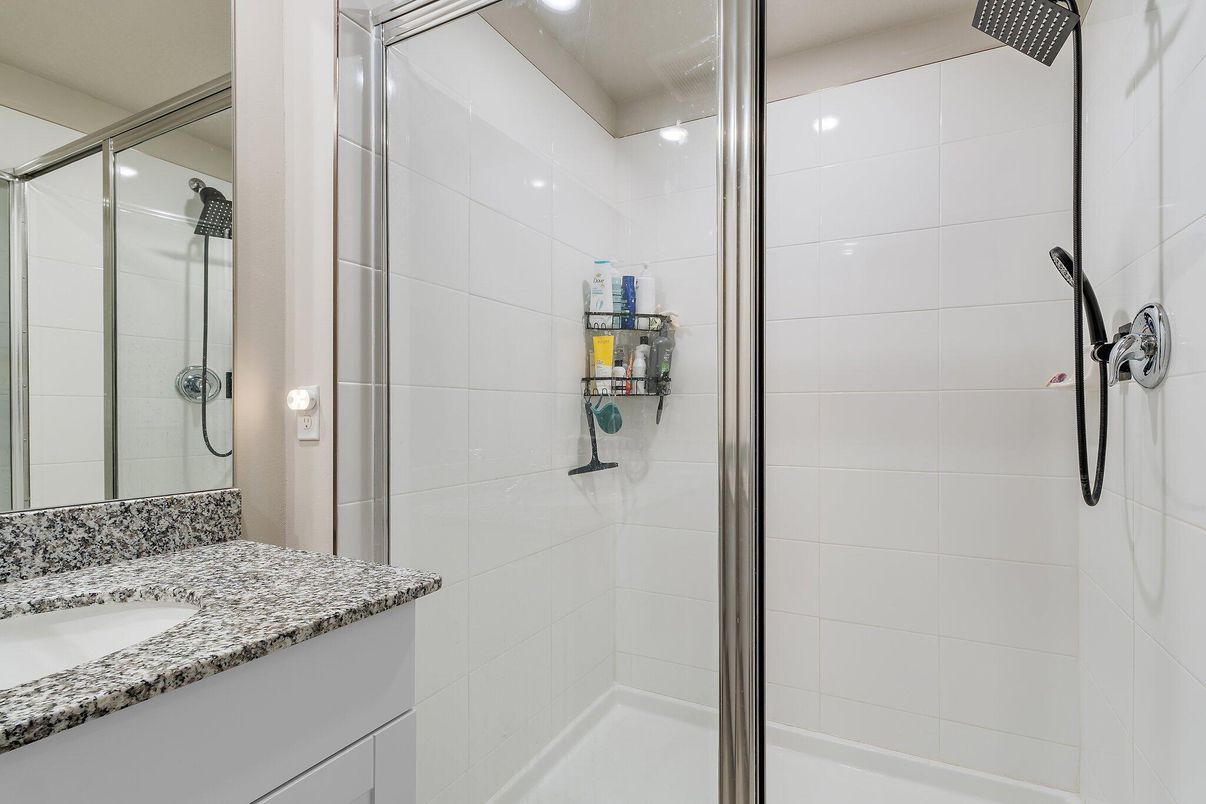 Bathroom, Glass Shower, Interior, Recessed Lighting