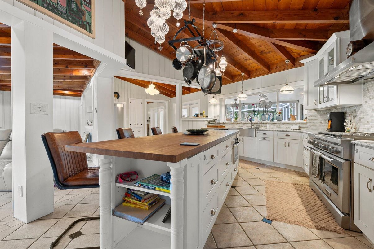 Interior, Kitchen, Pendant Lights, Stainless Steel Appliances, Wooden Beams, Wooden Ceilings