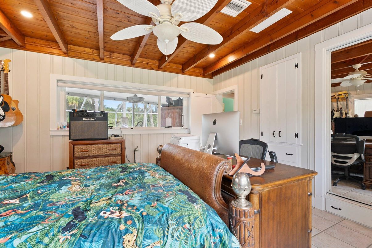 Bedroom, Home Office, Interior, Recessed Lighting, Wooden Beams, Wooden Ceilings