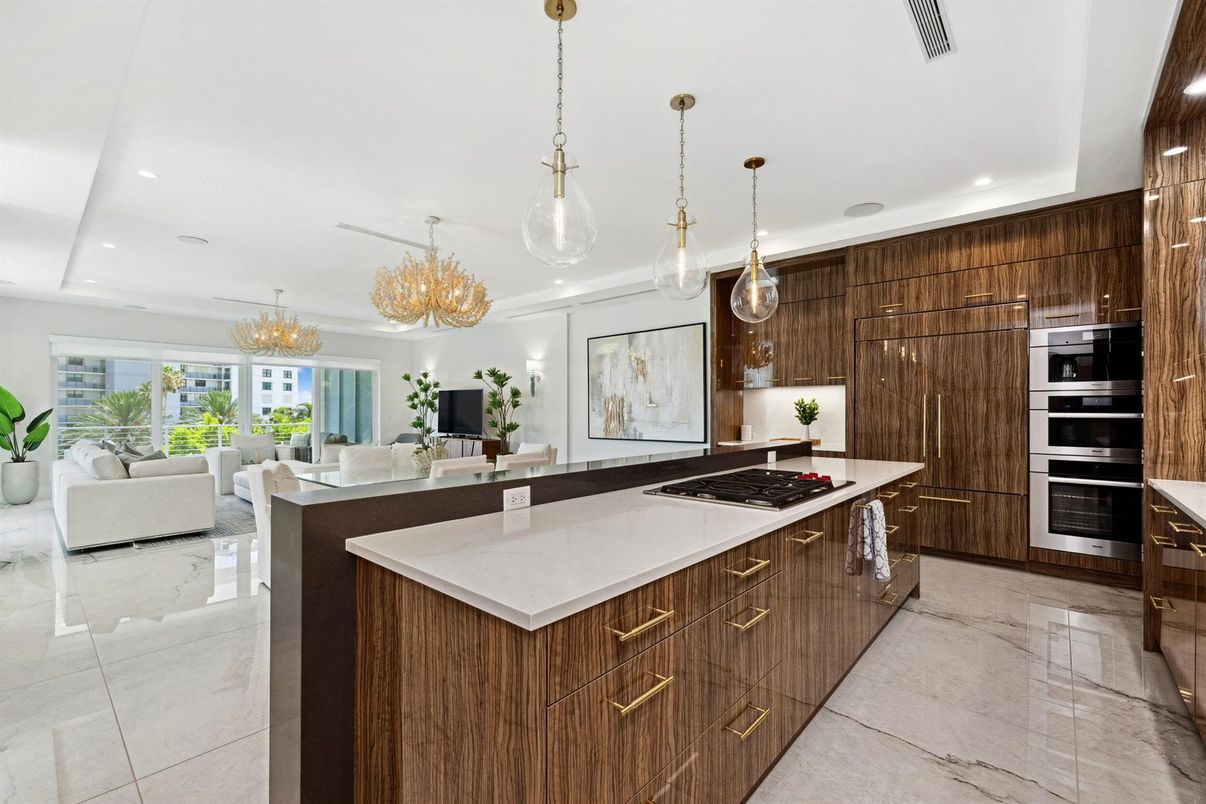 Chandelier, Interior, Kitchen, Living room, Pendant Lights, Recessed Lighting, Stainless Steel Appliances