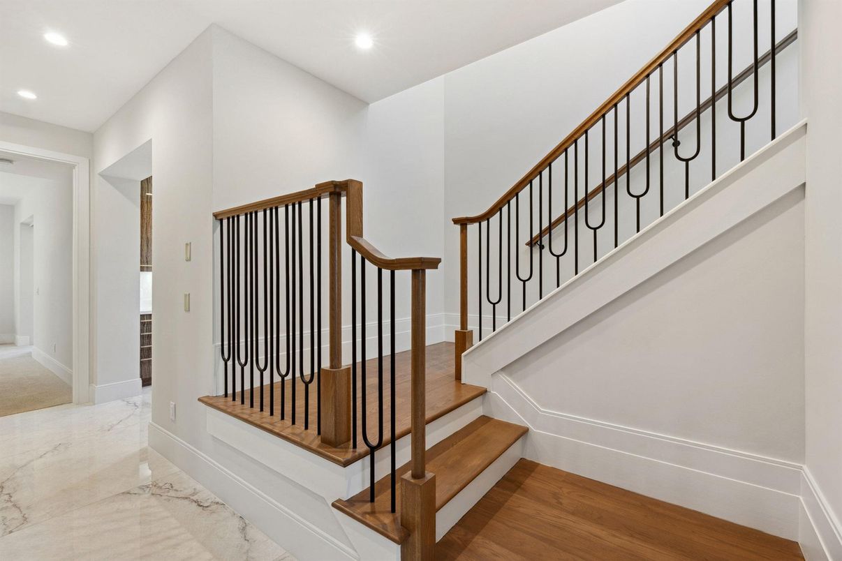 Interior, Marble, Recessed Lighting, Wood Texture Flooring