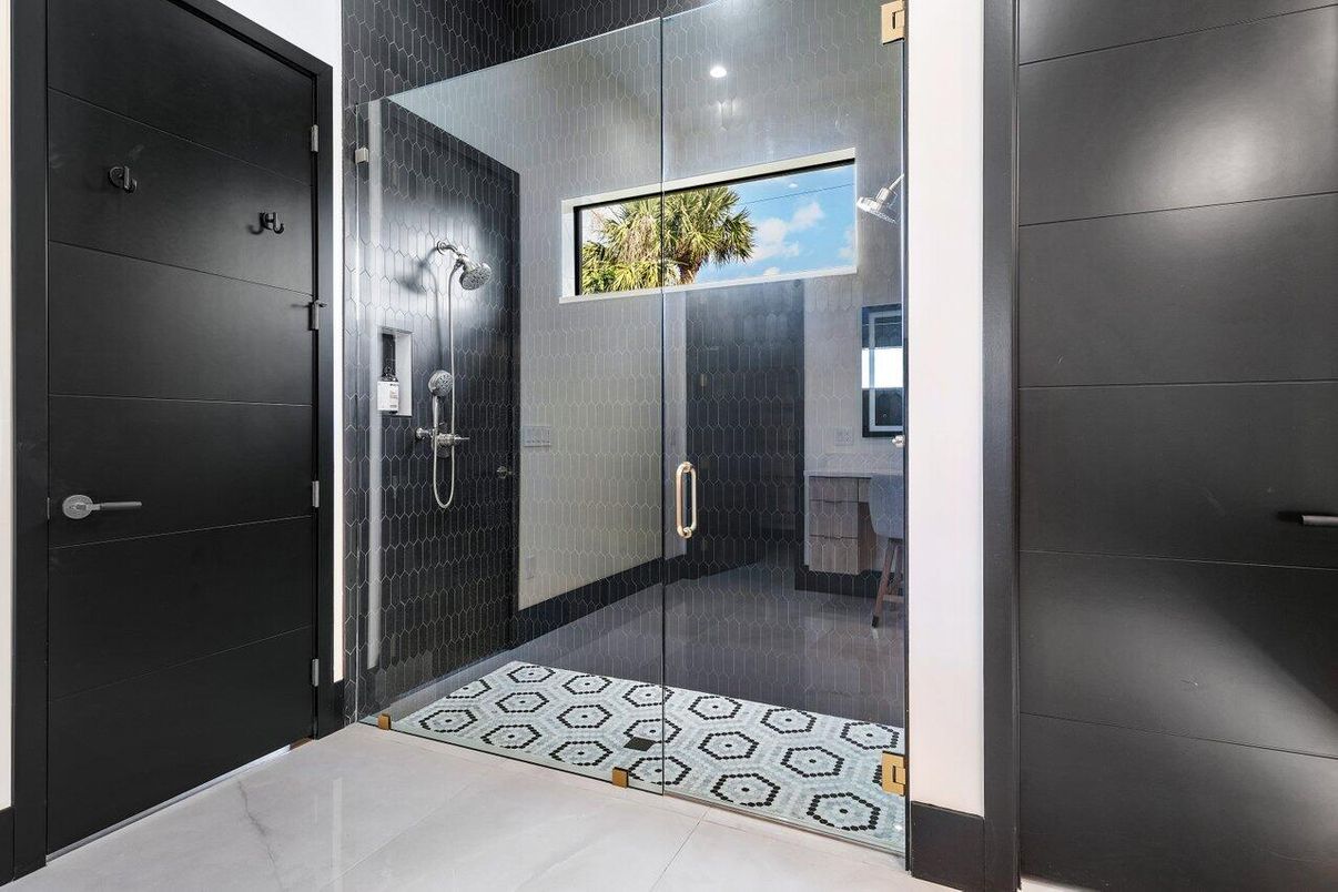 Bathroom, Glass Shower, Interior, Recessed Lighting