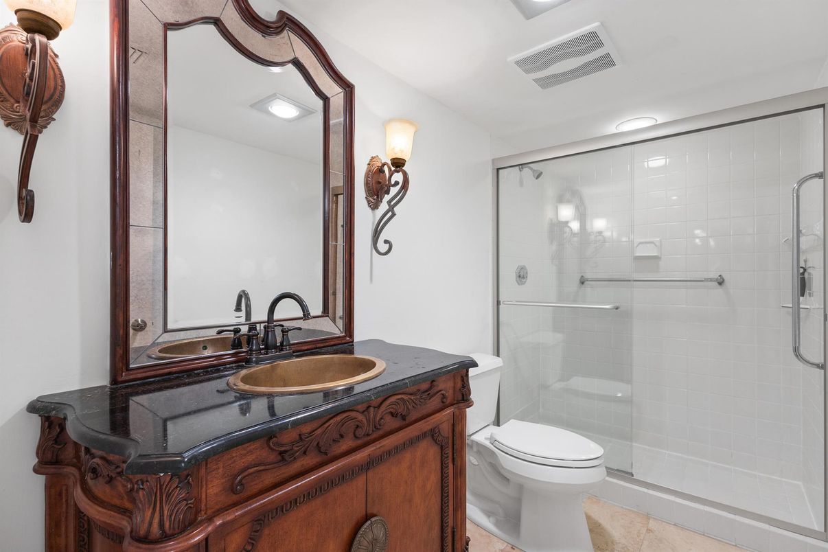 Bathroom, Glass Shower, Interior, Recessed Lighting