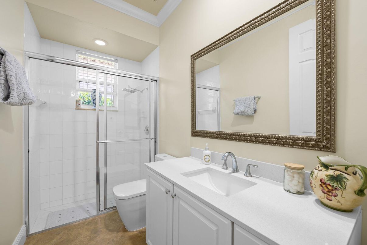Bathroom, Glass Shower, Interior, Recessed Lighting