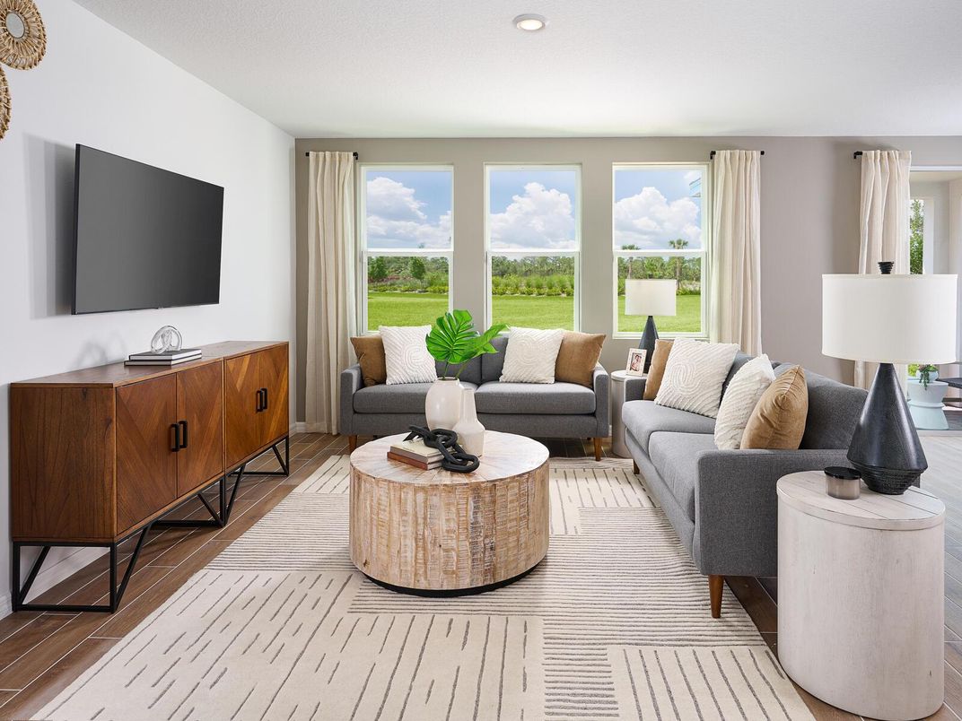 Interior, Living room, Recessed Lighting, Wood Texture Flooring