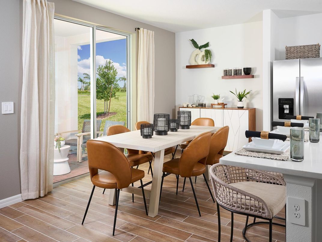 Dining room, Interior, Stainless Steel Appliances, Wood Texture Flooring
