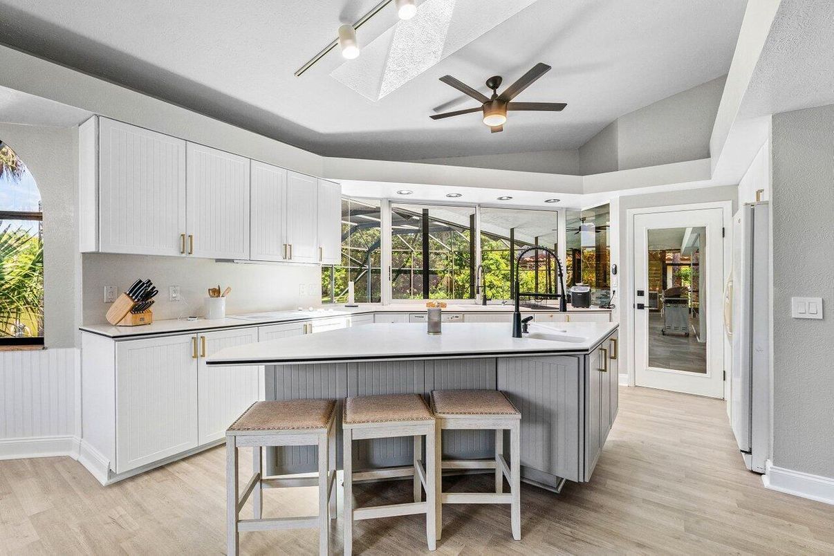 Interior, Kitchen, Recessed Lighting, Wood Texture Flooring
