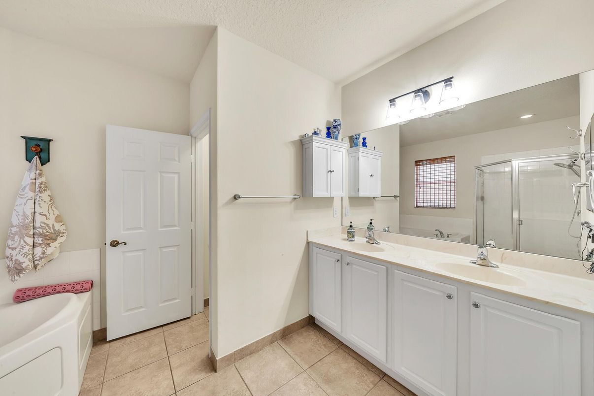 Bathroom, Dual Sink Vanities, Glass Shower, Interior, Recessed Lighting
